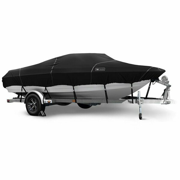 Eevelle Boat Cover V HULL RUNABOUT Low or No Bow Rails Inboard 26ft 6in L 102in W Black SBVR26102-BLK